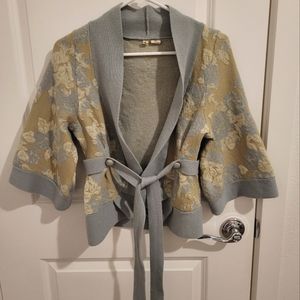 Moth from Anthropologie Cropped Kimono Tie Belt Sweater